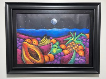 'Las Frutas Y El Mar' Mixed Media Framed Print By Socorro Martinez