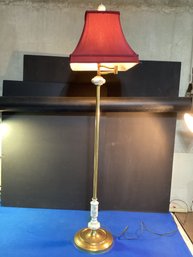 Vintage Brass And Ceramic Telescoping Floor Lamp In Great Shape, And It Works Beautifully