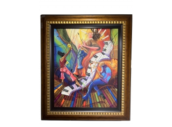 Marcus Glenn Framed Contemporary Art Painting - Jazz Musicians