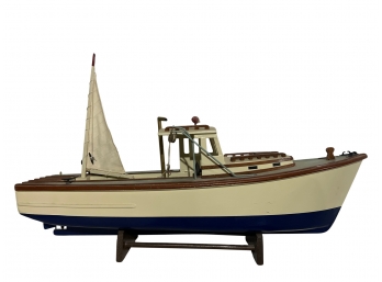 Intricate Model Boat Cabin Cruiser With Stand