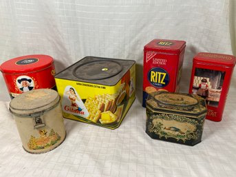 Vintage Food Tins Gitana Crackers, Ritz, Quaker Oats, Cream Of Wheat, Huntley & Palmer