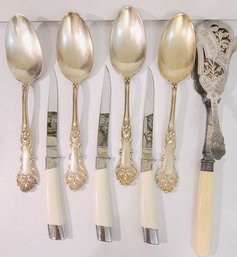 Antique Silver With Bakelite Handle Plus Vintage Spoons And 3 Brand New Knives