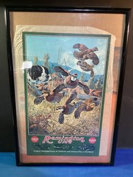 Vintage Remington Poster Framed Under Glass In Great Shape Looks To Be Another Poster Underneath