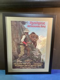 Great Advertisement Piece For Remington, Professionally Framed Under Glass(vintage)