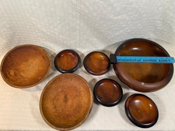 Wood Bowl Collection 1 Large, 2 Medium, 4 Small Bowls