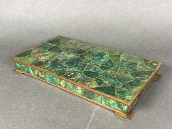 Stunning Copper & Stone In Lay Mexican Cigarette Box