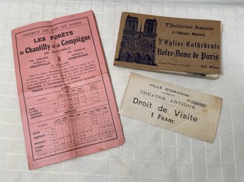 Book Of 24 Antique French Postcards Church Cathedral Notre Dame Paris 1922 Les Forets Train Schedule Ephemera