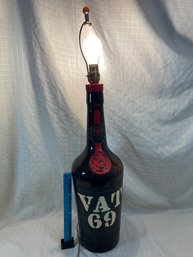 Vat 69 Scotch Whiskey Glass Bottle Table Lamp 34in