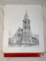 First Congregational Church Print Signed Edwin E Markham Numbered 5/100 14x17 GB Great Barrington, MA