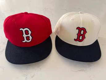 NWOT Lot Of 2 Fitted (1 New Era PRO Red 100 Wool, 1 New Era 59Fifty) Red Sox Hats Both 7-1/4