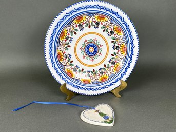 Pretty Spanish Plate & Heart Ornament