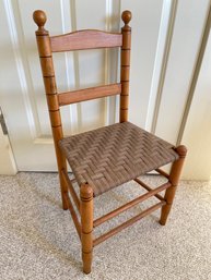 Solid Wood Childs Chair With Woven Seat 14.5x11x28