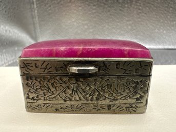 Antique Ruby Or Pink Sapphire? Stone Trinket Box Purchased In India 1940's