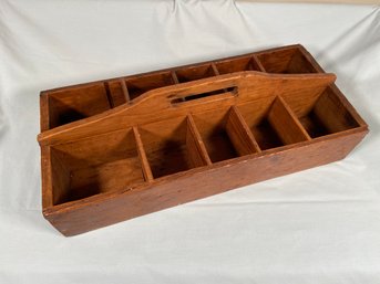 Wood Box Caddy Tote Organizer 17.25x8x5.25