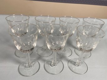 7 Etched Dessert Wine Glasses 5.75in Tall No Chips