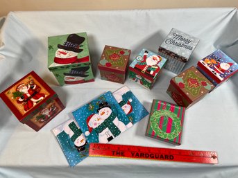 Holiday Christmas Gift Boxes Santa Snowman Assorted Small Sizes 3in To 4.25in