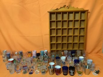 Large Shot Glass Collection 77 & Holder