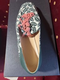 NIB! J. Crew Palm Print Beaded Tassel Loafers - Women's 7/37.5