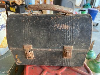 Antique 40's Era Domed Metal Lunch Box And Thermos