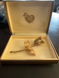 Vintage Brushed Gold Rosebud Pin