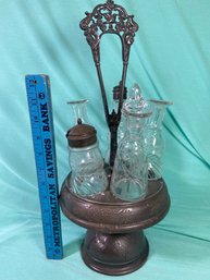 Victorian Cruet Serving Holder Empire Silver Plate Co Triple Plate