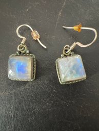 Sterling Silver Earrings With Irridescant Stones