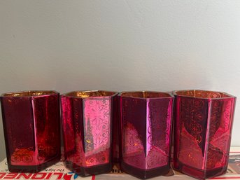Gorgeous Pink And Gold Foil Hexagon Votive Holders