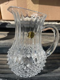 Large Diamond Cut Fluted Crystal Water Pitcher