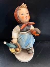 Vintage M.I. Hummel Goebel 'visiting An Invalid' Girl Carrying Basket Porcelain Figurine #382
