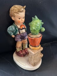 Vintage M.I. Hummel Goebel #314 'Confidentially' Boy With Cactus Plant Porcelain Figurine 1972
