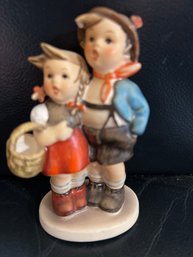 Vintage M.I. Hummel Goebel 'Surprise' Boy And Girl With Basket Porcelain Figurine