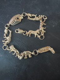 Genuine 10K Gold Noah's Ark Charm Link Bracelet