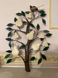 Painted Metal Pear Tree Wall Decor