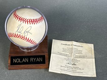 Autographed Nolan Ryan Baseball With Cert Of Auth