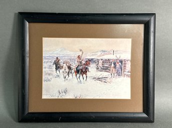 Antique Charles Russell 'Christmas At The Line' Camp Print