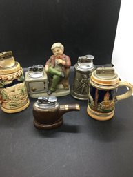 Vintage Masculine Table Lighters Steins And Pipes