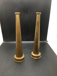 Set Of 2 Powhatan Brass & Iron Works Fire Hose Nozzles