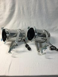 Vintage American DJ Polished Aluminum Stage Light Set Of 2