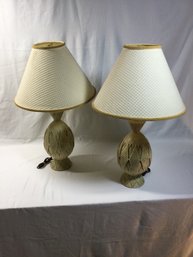 Pair Of 30 Melrose Ceramic Lamps With Original Shades