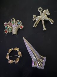 Mixed Lot Of Embellished Vintage Brooch Pins