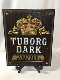 Vintage Tuborg Dark Beer Advertisement Faux Wood Breweriana