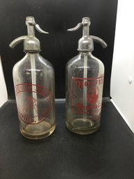 Vintage Advertising Seltzer Bottles Lot Of 2