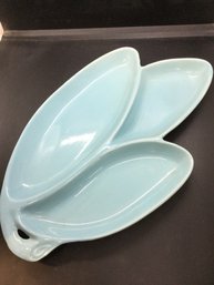 Vintage Cameron Clay Robin Egg Blue Mcm 3 Compartment Dish