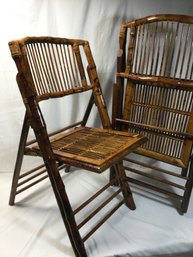 2 Bamboo Tiki Boho Folding Chairs