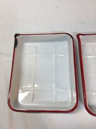 Set Of 3 Porcelain Enamel Photograph Developing Trays