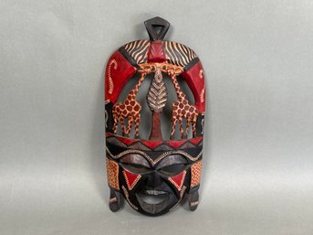 Beautiful African Wood Carved Giraffe Mask