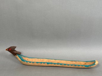 Vintage Wood Carved Bird Canoe