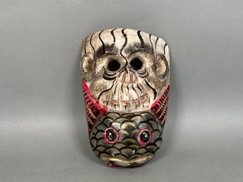 Vintage Wood Carved Fish Monkey Decorative Mask