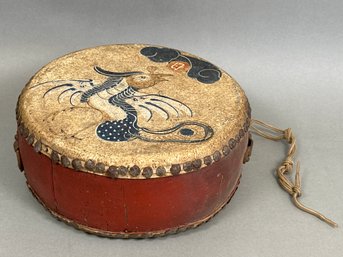 Antique 1920s Chinese Chee Foo Dragon & Phoenix Tom Tom Drum