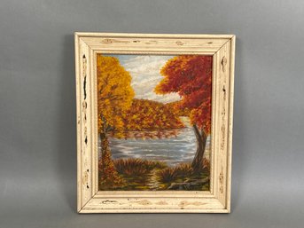Autumn Landscape Original Oil Painting By S Wisozski